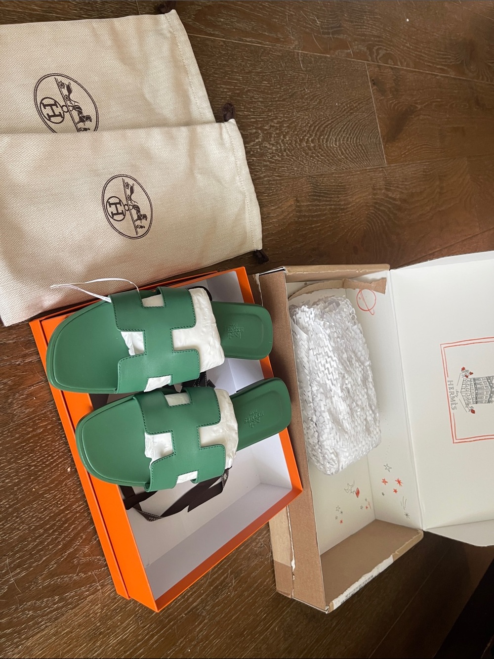 Hermes Oran Sandal Vert Jungle Size 39.5 - Picture 6 of 11